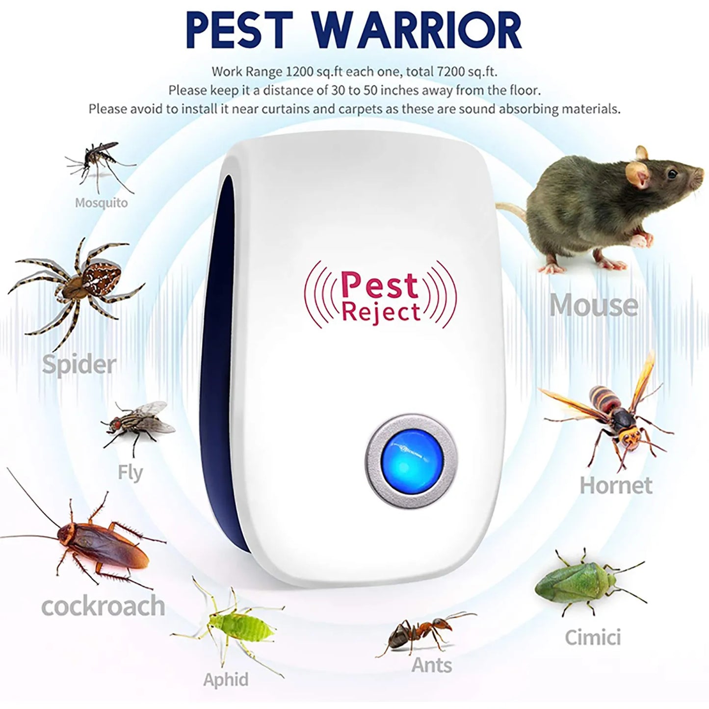 Repelente Ultrasónico Inteligente para Insectos y Roedores